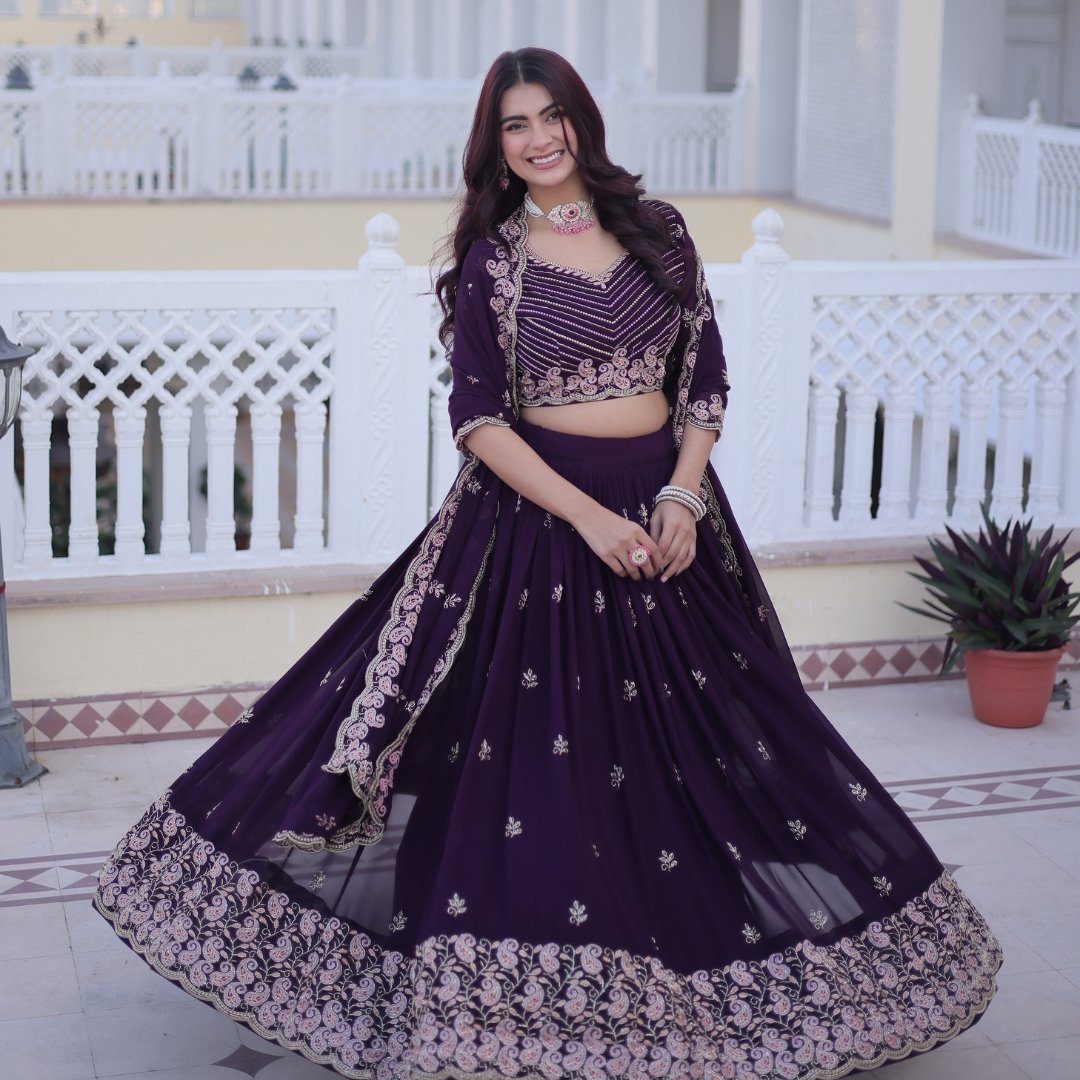 Wine Purple Colour Lehenga