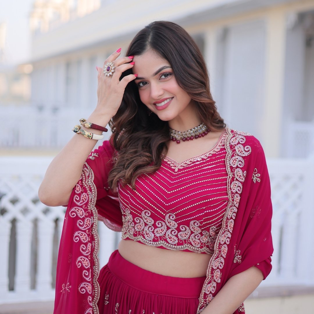 Pink Colour Party Wear Lehenga