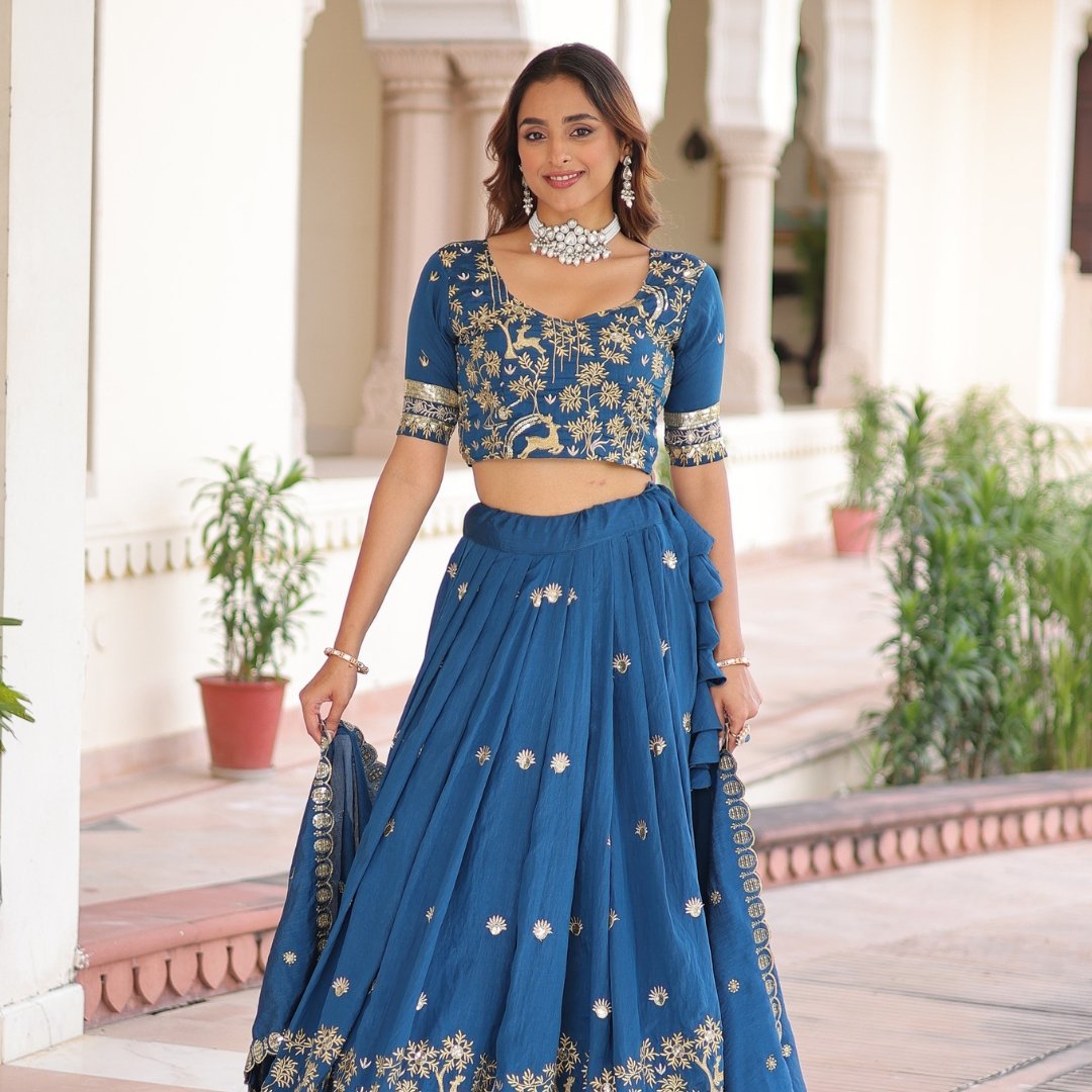 Blue Lehenga Choli With Heavy Embroidery