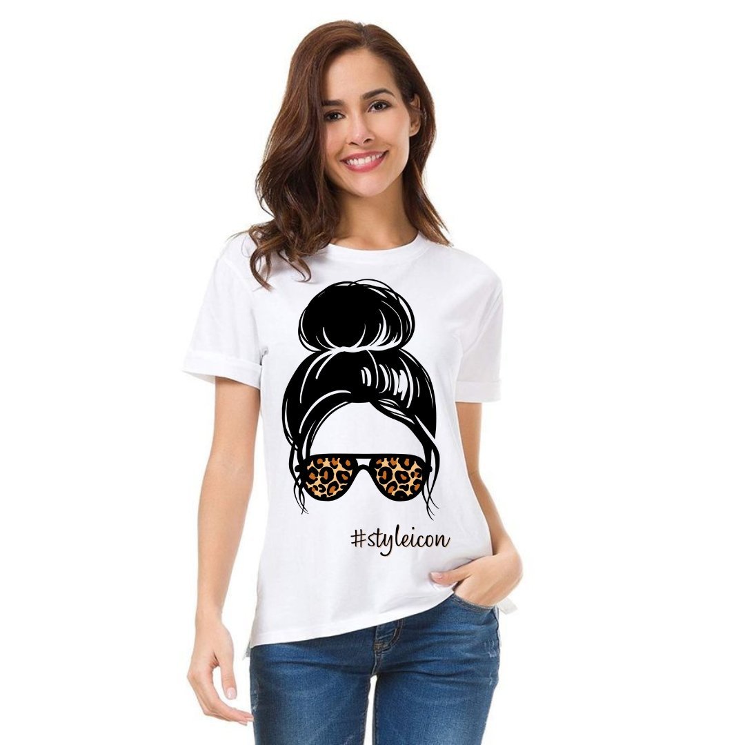 The Messy Bun Girl - Ladies Crew Neck Tees